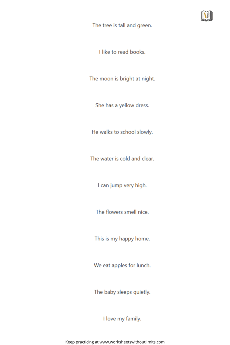 1st Grade Reading Sentences – Free Worksheets