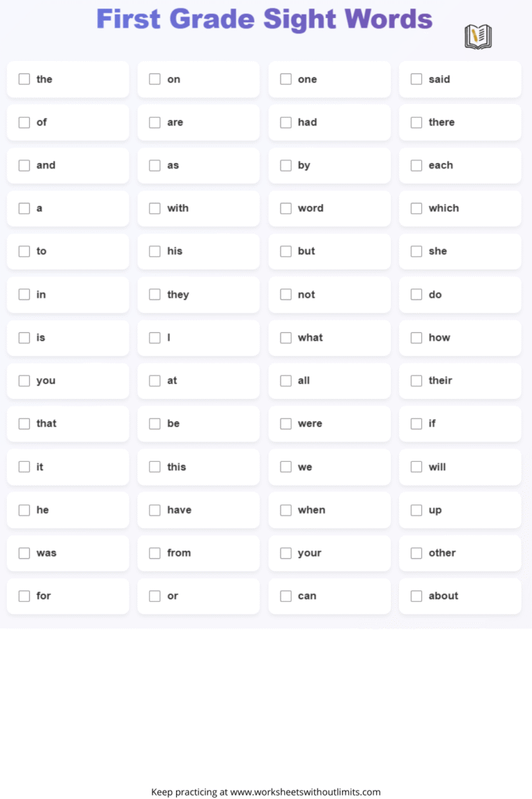 First Grade Sight Words Worksheets – Free Printables