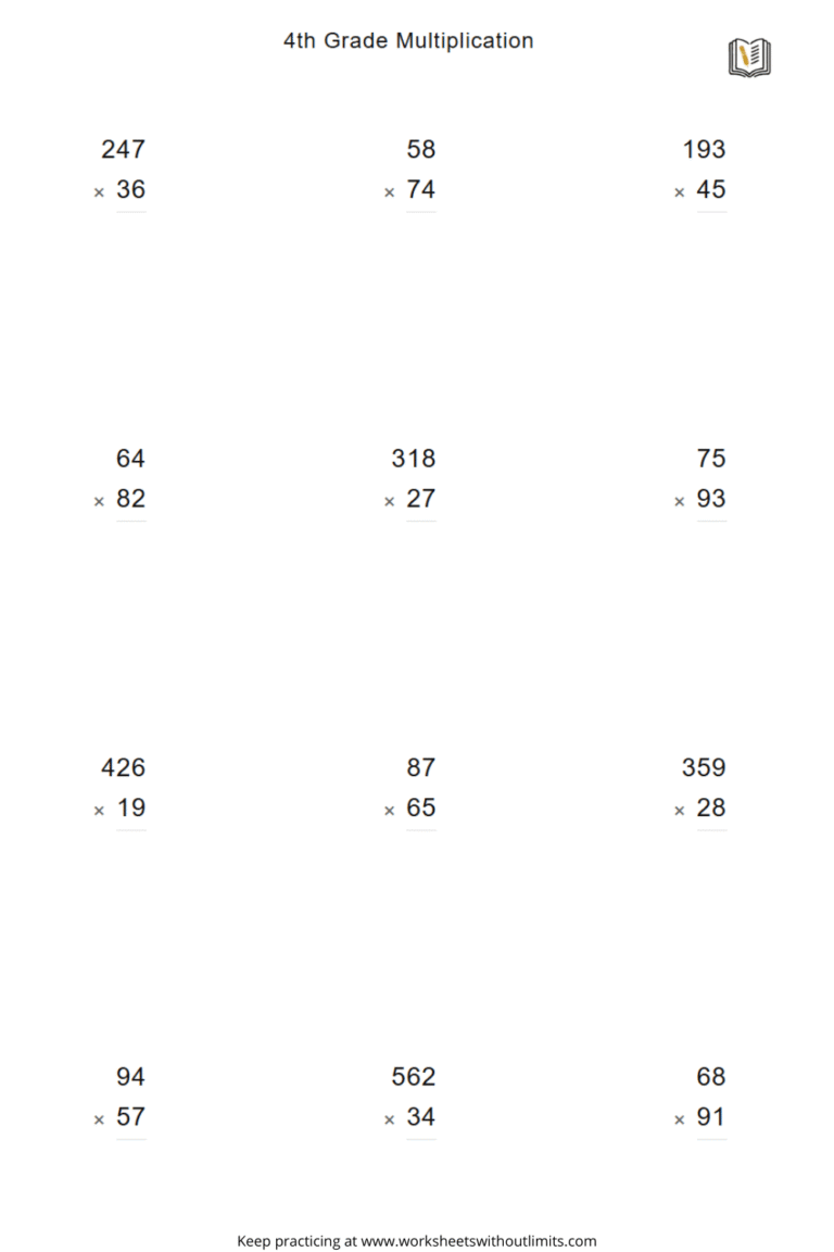 4th Grade Multiplication Worksheets – Free Practice