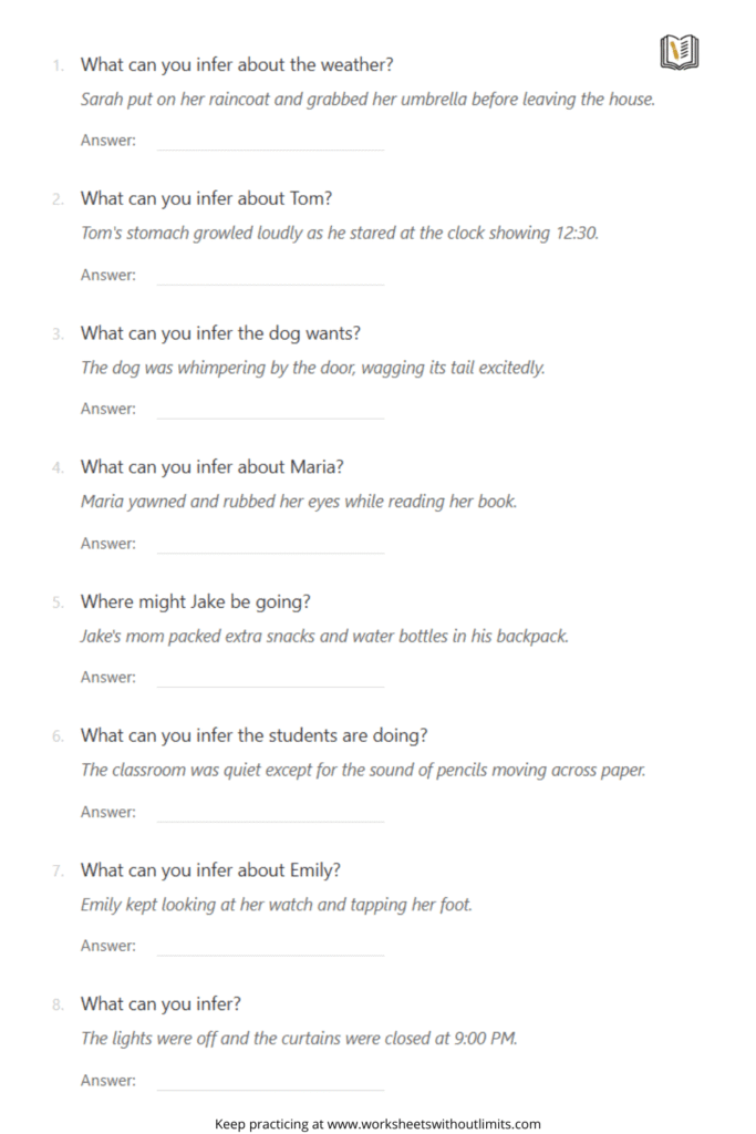 5th grade inference worksheets