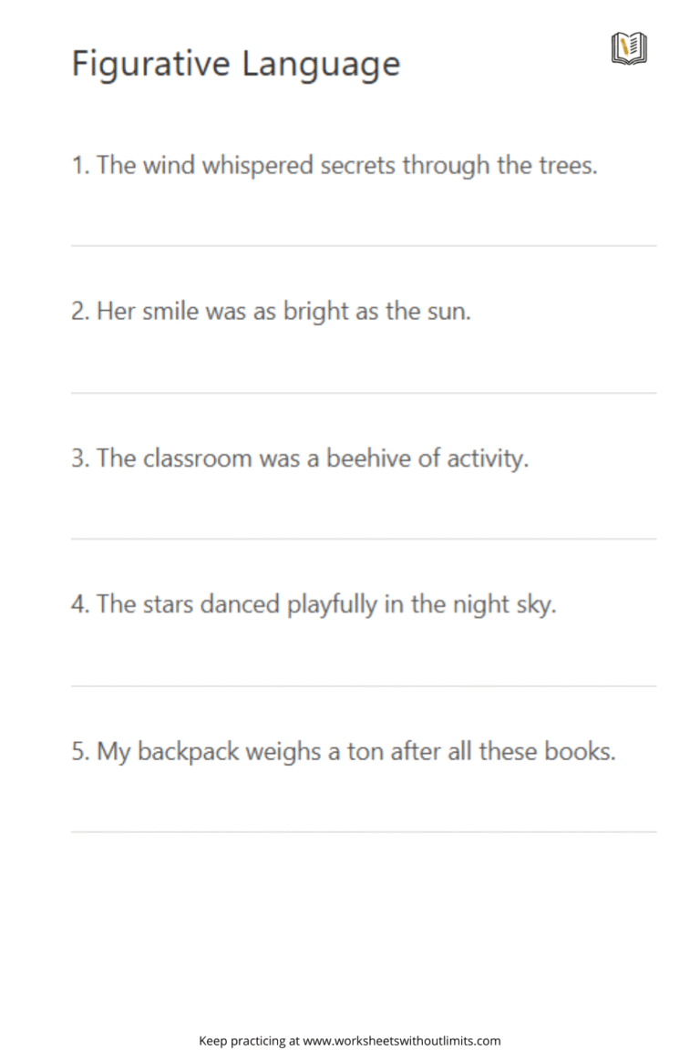 Figurative Language Worksheets for 5th Grade