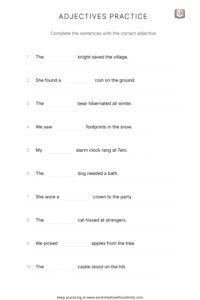 Adjectives Worksheets for Grade 3 Students