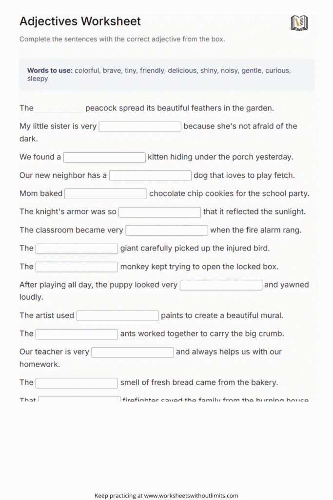 adjectives worksheets