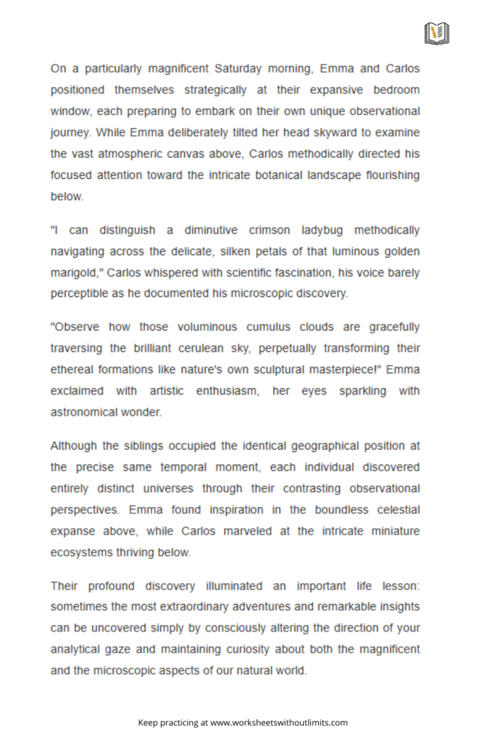 comprehension class 4 worksheet