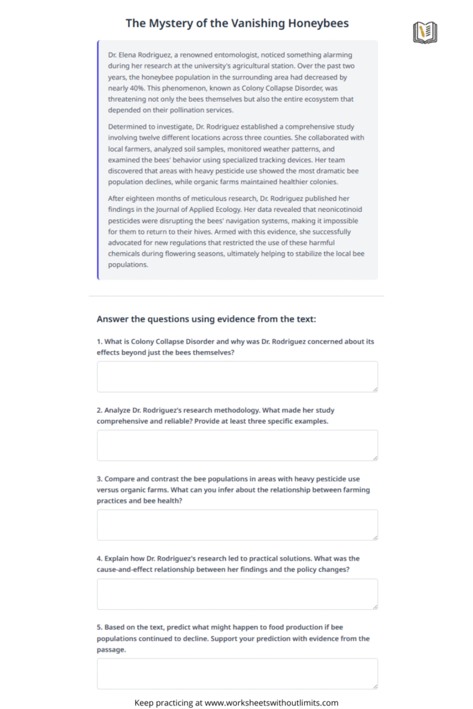 comprehension worksheets for grade 4