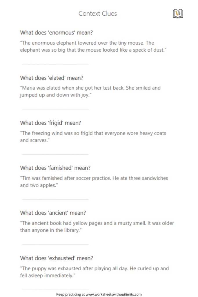 context clues worksheet