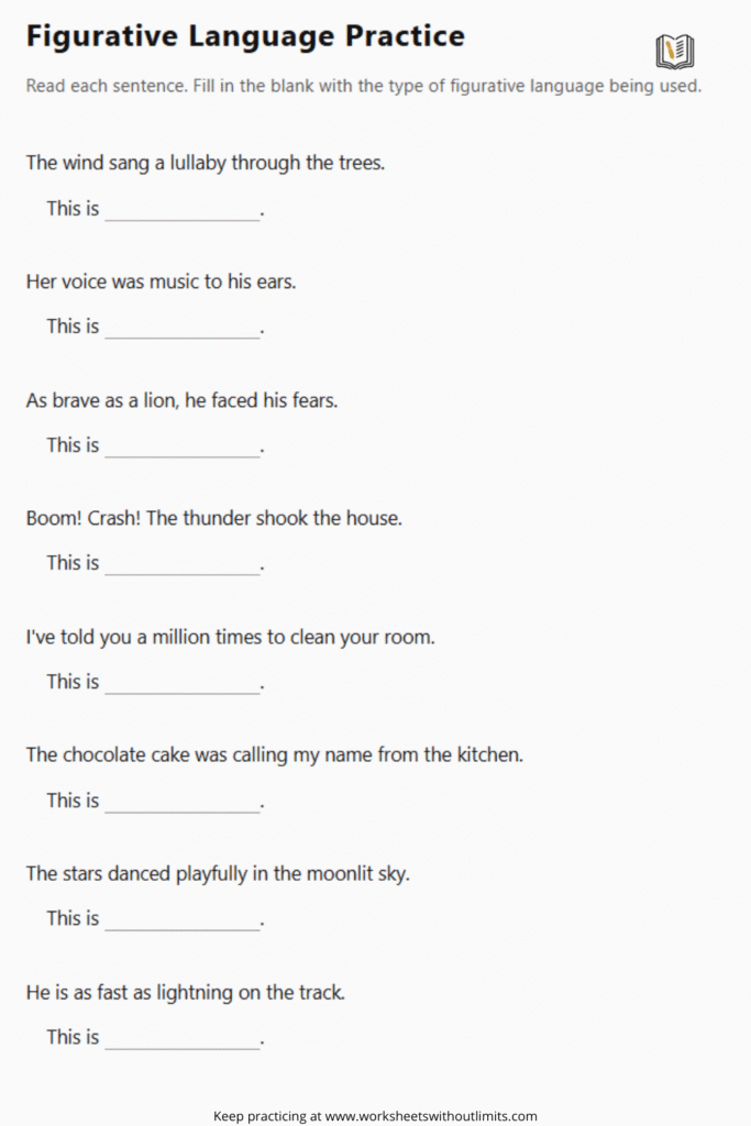 figurative language worksheets 5th grade