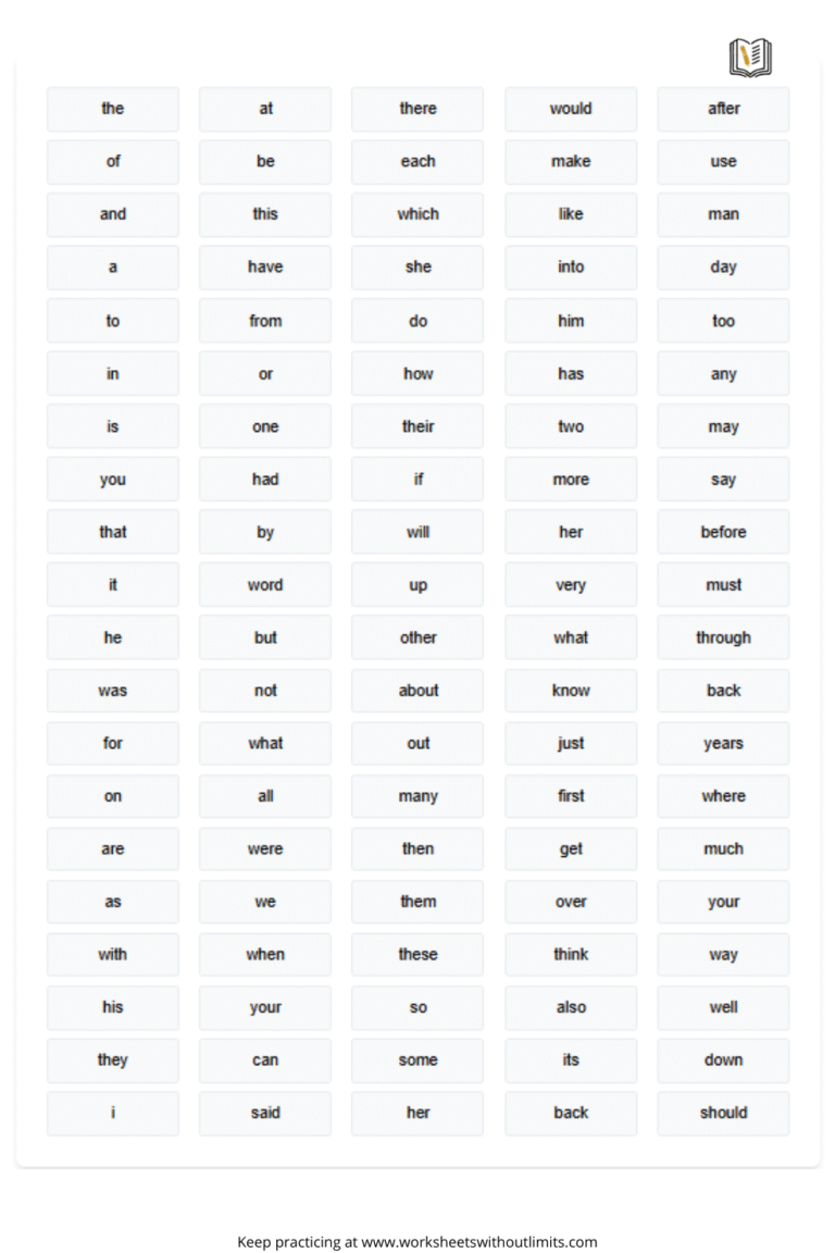 First Grade Sight Words Worksheets – Free Printables