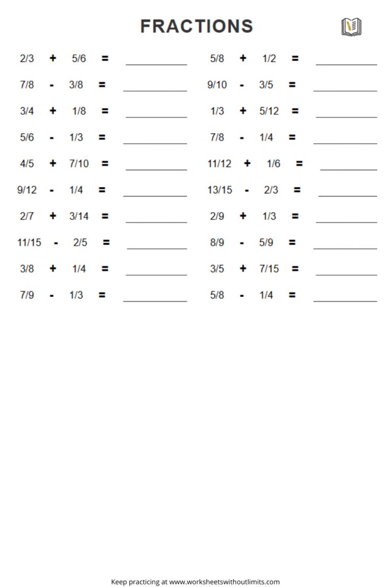 4th Grade Fractions Worksheets – Free Practice PDF