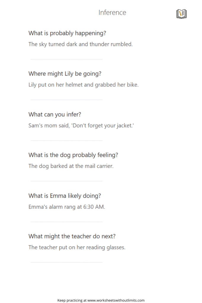 inference worksheets 5th grade