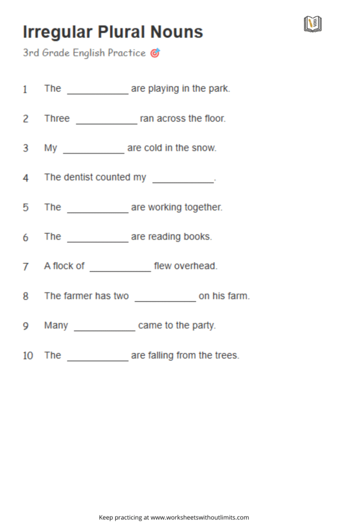 irregular nouns worksheet