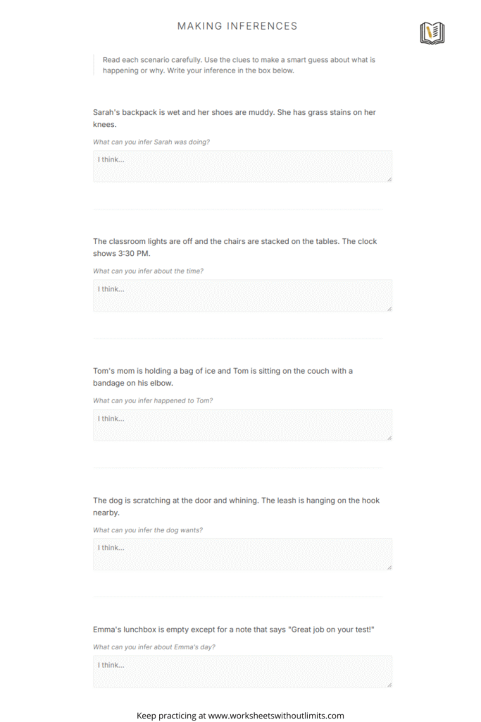 making inferences worksheet 5th grade