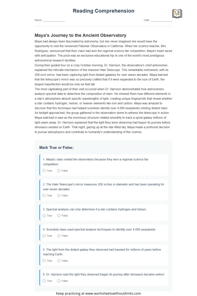 reading comprehension for class 4