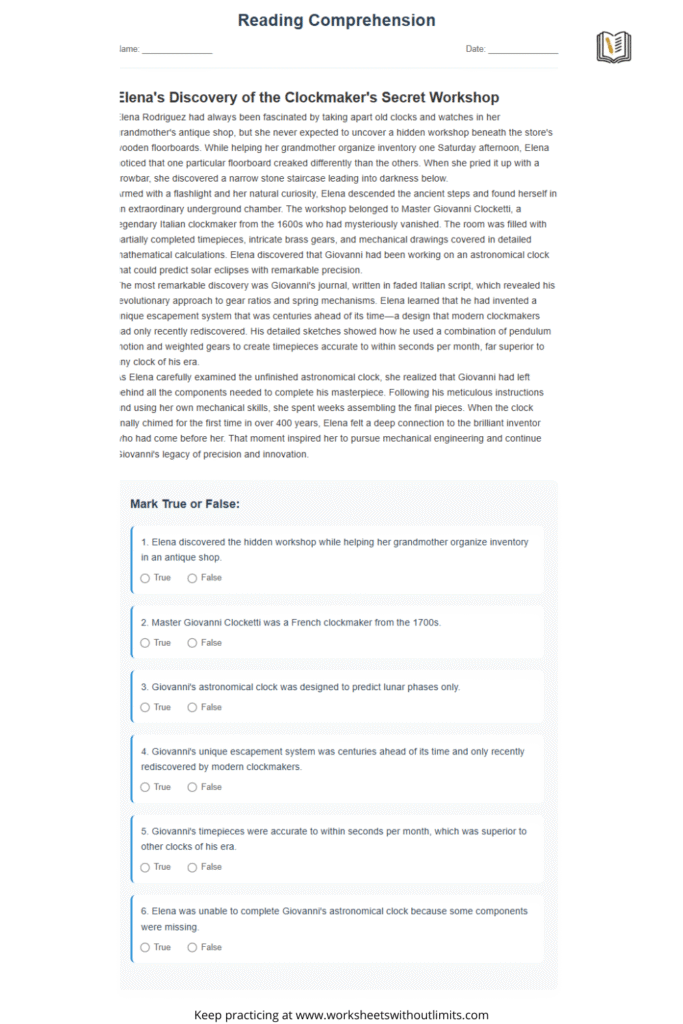 reading comprehension grade 4