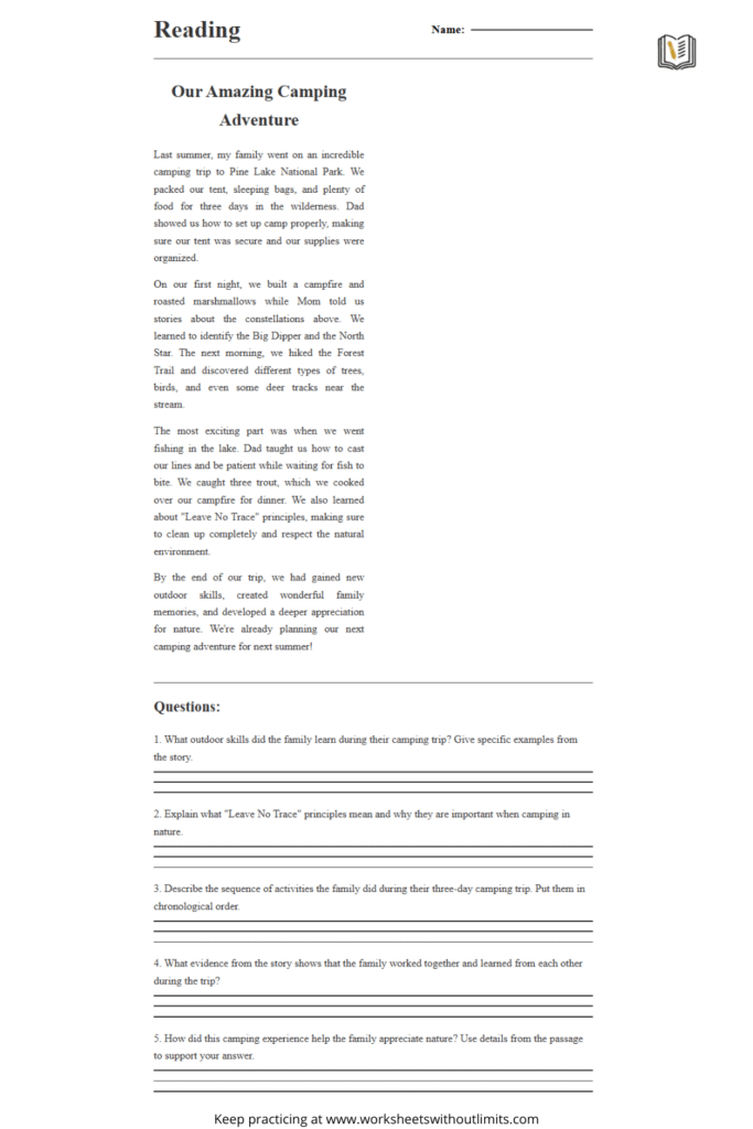 reading comprehension grade 5