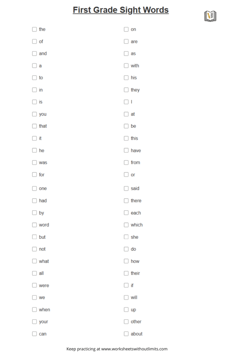 First Grade Sight Words Worksheets – Free Printables