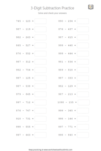 3rd Grade Subtraction Worksheets with Regrouping